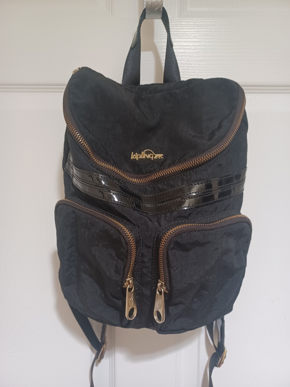 Kipling Black Mini Backpack with Gold Accents
